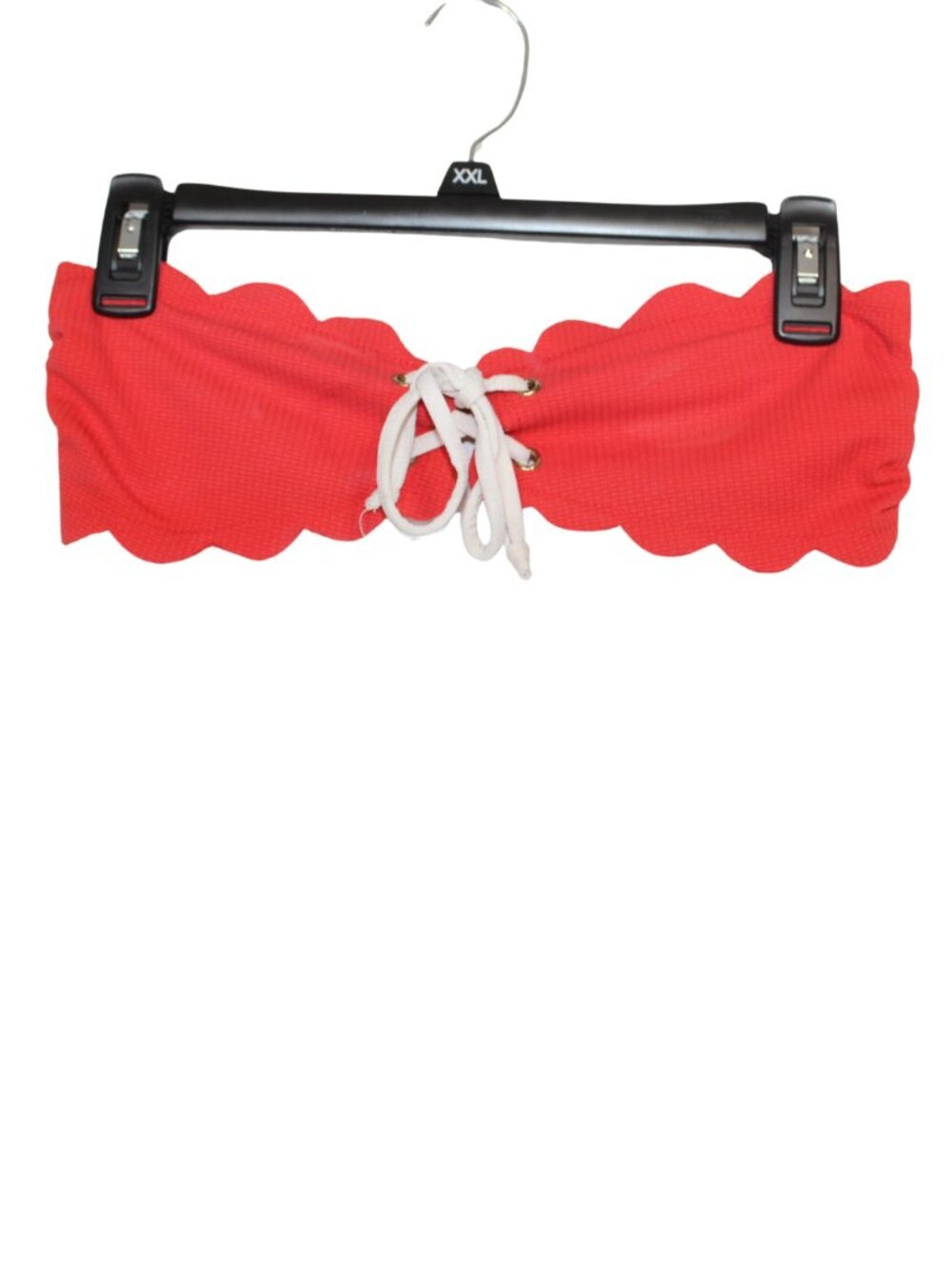 Marysia women's bandeau bikini top size S red lace up front gold clasp